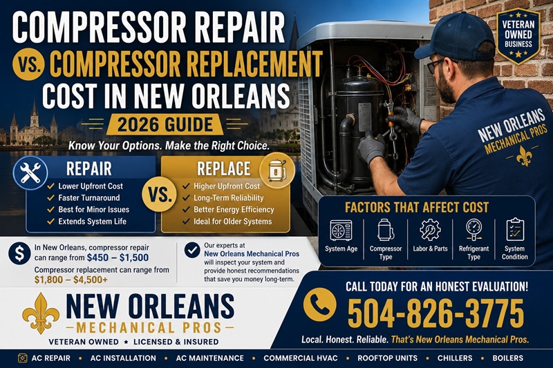 AC Compressor Repair New Orleans vs. Compressor Replacement Cost