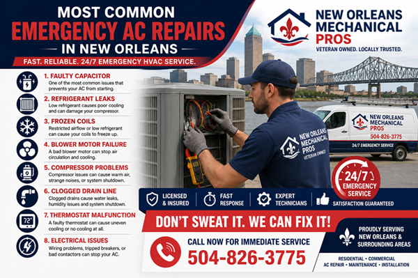 Emergency AC Repair New Orleans: Most Common Repairs (2026 Guide)