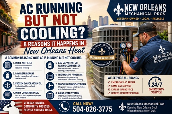 AC Running But Not Cooling New Orleans: 8 Reasons It Happens in the Heat